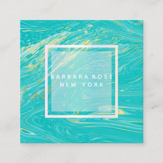 ラグジュアリーエレガントブモダンルーブルー金ゴールドマーブル スクエア名刺 (正面)