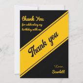 ラグジュアリーエレガントブラックアンド金ゴールドシック誕生日 サンキューカード (正面)