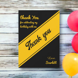 ラグジュアリーエレガントブラックアンド金ゴールドシック誕生日 サンキューカード