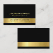 ラグジュアリーエレガントブラックアンド金ゴールドモダントレンディープレーン 名刺 (正面/裏面)