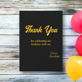 ラグジュアリーエレガントブラックアンド金ゴールドモダン誕生日 サンキューカード