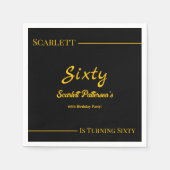 ラグジュアリーエレガントブラックアンド金ゴールドモダン誕生日 スタンダードカクテルナプキン (正面)