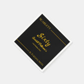 ラグジュアリーエレガントブラックアンド金ゴールドモダン誕生日 スタンダードカクテルナプキン (角)