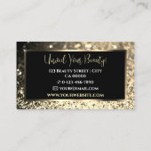 ラグジュアリーエレガントブラックゴールデンきらめくグリッター 名刺 (裏面)