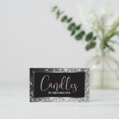 ラグジュアリーエレガントブラックシルバーきらめくグリッター 名刺 (スタンド正面)