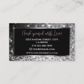 ラグジュアリーエレガントブラックシルバーきらめくグリッター 名刺 (裏面)