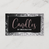 ラグジュアリーエレガントブラックシルバーきらめくグリッター 名刺 (正面)