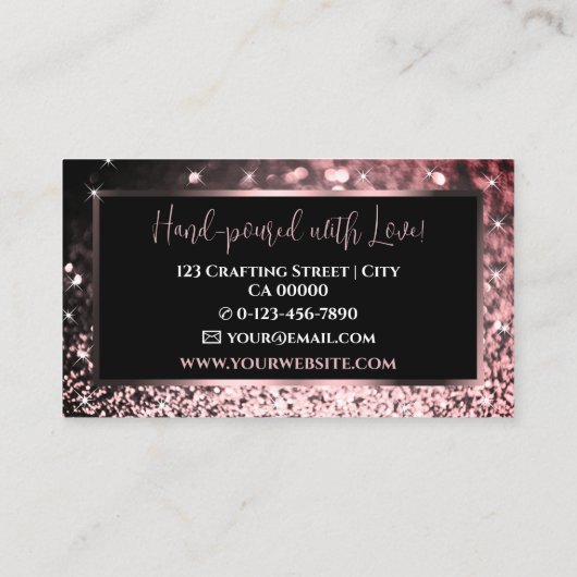 ラグジュアリーエレガントブラックバラ金ゴールドきらめくグリッター 名刺 (裏面)