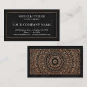 ラグジュアリーエレガントブラックローズゴールドマンダラプロフェッショナル 名刺 (正面/裏面)