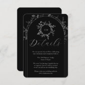 ラグジュアリーエレガントブラック詳細結婚ズ エンクロージャーカード (正面/裏面)