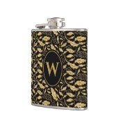 ラグジュアリーエレガントブラック金ゴールドリーフヴィンテージパターン フラスク (左)