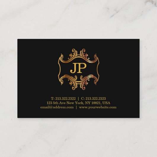 ラグジュアリーエレガントブラック金ゴールド魅力的ルック 名刺 (裏面)