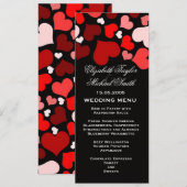 ラグジュアリーエレガントブラック/赤いハートのメ結婚ニュー メニュー (正面/裏面)
