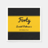 ラグジュアリーエレガントブラック&金ゴールドシック40th誕生日 スタンダードカクテルナプキン (正面)