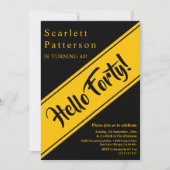 ラグジュアリーエレガントブラック&金ゴールドシック40th誕生日 招待状 (正面)