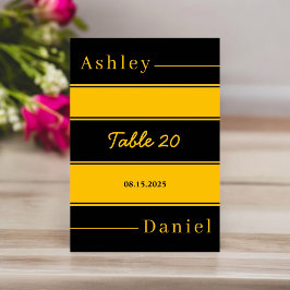 ラグジュアリーエレガントブラック&金ゴールドストライプズシッ結婚クス テーブルナンバー