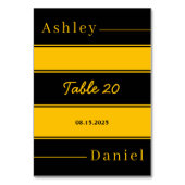 ラグジュアリーエレガントブラック&金ゴールドストライプズシッ結婚クス テーブルナンバー (正面)