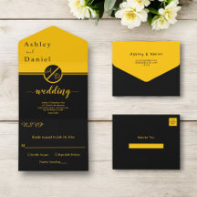 ラグジュアリーエレガントブラック&金ゴールドモノグラム結婚ズ