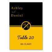 ラグジュアリーエレガントブラック&金ゴールドモノグラム結婚ズ テーブルナンバー (正面)