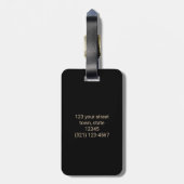 ラグジュアリーエレガントブラック&金ゴールド恐竜モノグラム ラゲッジタグ (裏面縦)