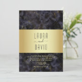 ラグジュアリーエレガントブラック&金ゴールド結婚ズ 招待状 (スタンド正面)