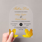 ラグジュアリーエレガントブラック&金ゴールド葉秋の結婚式 アクリル招待状 (インサイチュ (ポータブル))
