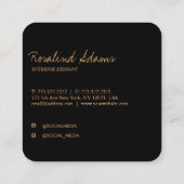 ラグジュアリーエレガントブラッシュストロークグラームフェイク金ゴールドモノグラム スクエア名刺 (裏面)