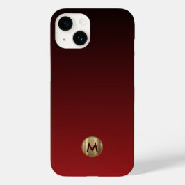 ラグジュアリーエレガントブラッシュド金ゴールドモノグラムレッド Case-Mate iPhone 14ケース