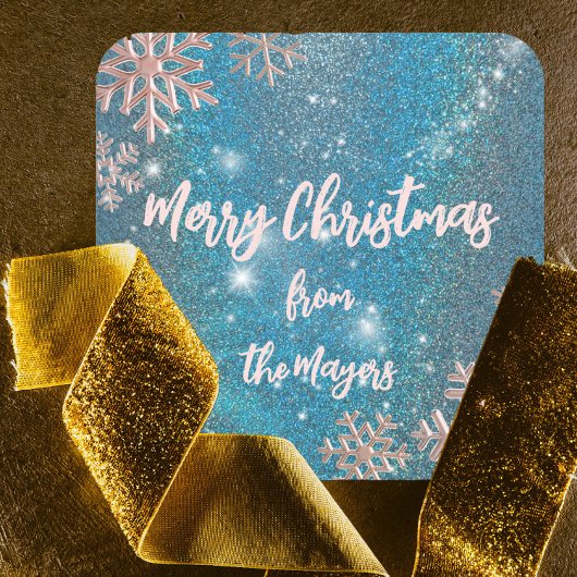 ラグジュアリーエレガントブルーウィンターワンダーランドクリスマス スクエアシール