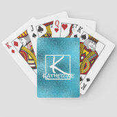 ラグジュアリーエレガントブルーグリッタースパークルグラムきらきら光る トランプ (裏面)