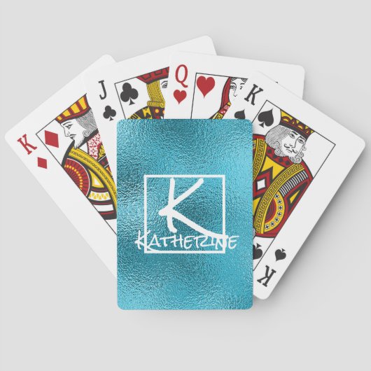 ラグジュアリーエレガントブルーグリッタースパークルグラムきらきら光る トランプ (裏面)