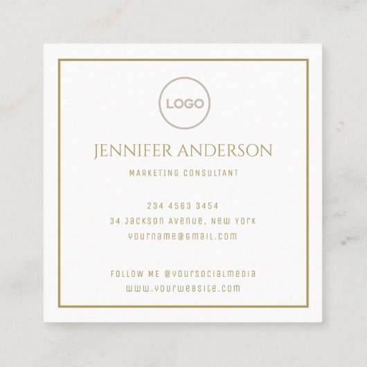 ラグジュアリーエレガントブルーネイビー金ゴールドワイルドリリー スクエア名刺 (裏面)