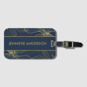 ラグジュアリーエレガントブルーネイビー金ゴールドワイルドリリー ラゲッジタグ (正面横)