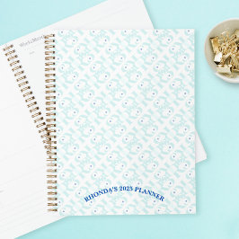 ラグジュアリーエレガントブルーパターン年間イベントスケジュール プランナー手帳