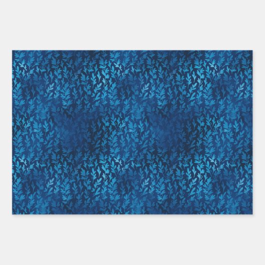 ラグジュアリーエレガントブルー金ゴールドクリスマスホリデー ラッピングペーパーシート (正面3)