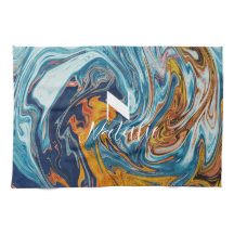 ラグジュアリーエレガントブルー金ゴールドモノグラム