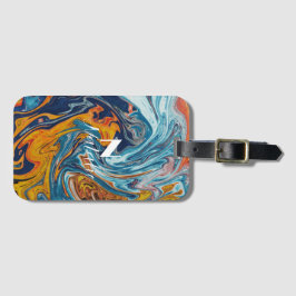 ラグジュアリーエレガントブルー金ゴールドモノグラム ラゲッジタグ