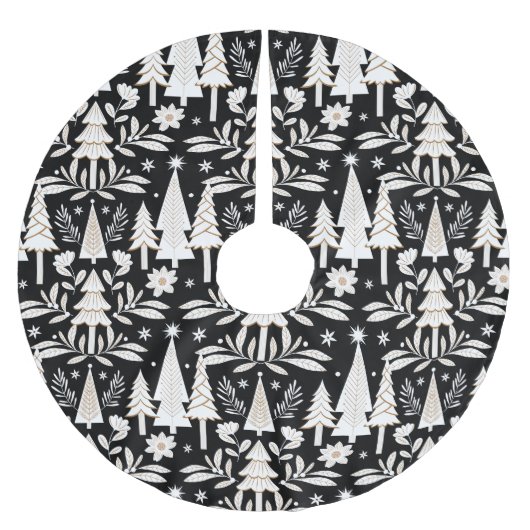 ラグジュアリーエレガントホリデーエバーグリーンフォレスト&フローラ ブラッシュドポリエステルツリースカート (正面)