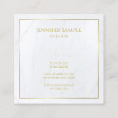 ラグジュアリーエレガントホワイトマーブル金ゴールド文字モダン スクエア名刺 (裏面)