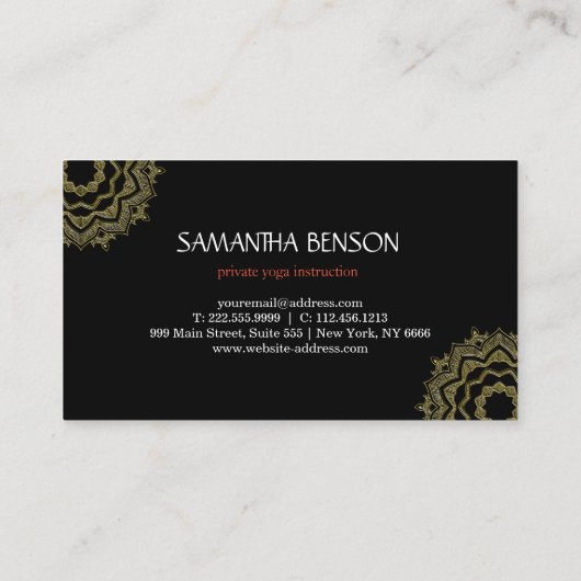 ラグジュアリーエレガントマンダラロータスロゴヨガインストラクター 名刺 (裏面)