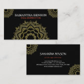 ラグジュアリーエレガントマンダラロータスロゴヨガインストラクター 名刺 (正面/裏面)