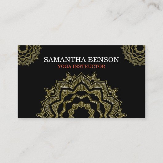 ラグジュアリーエレガントマンダラロータスロゴヨガインストラクター 名刺 (正面)
