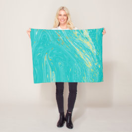 ラグジュアリーエレガントマーブルモダン金ゴールドブルーデザイン フリースブランケット