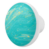 ラグジュアリーエレガントマーブル金ゴールドブルーモダンデザイン セラミックノブ (右)