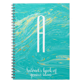 ラグジュアリーエレガントマーブル金ゴールドモダンモノグラム引用文 ノートブック