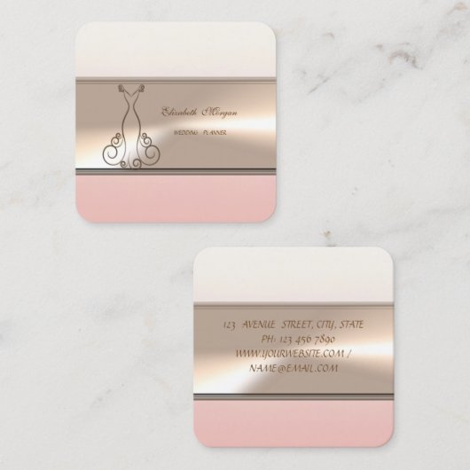 ラグジュアリーエレガントモダンプロフェッショナル、ドレス スクエア名刺 (正面/裏面)