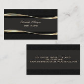 ラグジュアリーエレガントモダン、金ゴールド、ブラック 名刺 (正面/裏面)