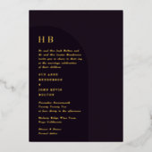 ラグジュアリーエレガントモノグラムダークボホフローラアーチ 箔招待状 (正面)