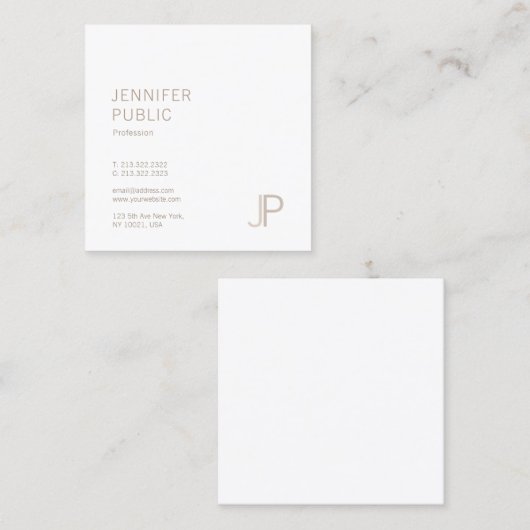 ラグジュアリーエレガントモノグラムプレーンモダントレンディーデザイン スクエア名刺 (正面/裏面)