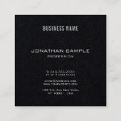 ラグジュアリーエレガントモノグラムモダンプレミアムブラックプレーン スクエア名刺 (裏面)